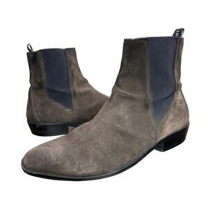 All Saints Womens EU 44 US 12.5-13 Chelsea Boots Markus Suede Grey/Brown
